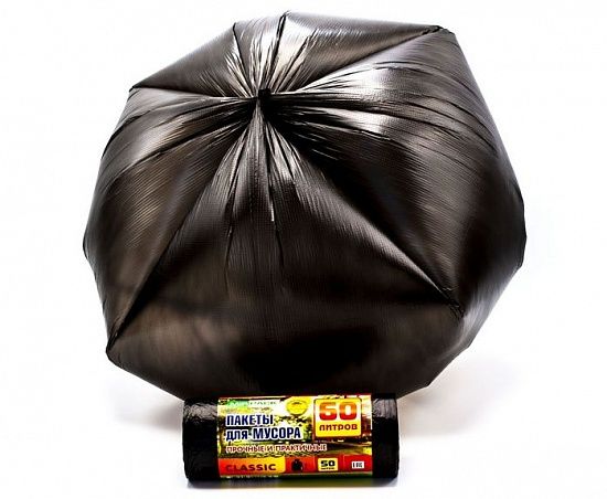 Мешки для мусора 60 литров, 7 мкм, в рулоне 50 штук, черные, 60х70 см, GreenClean - Вид 2